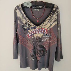 Cowboy Collectibles Horsehair Necklace AND Vanilla Sugar Rodeo Shirt.  Medium.